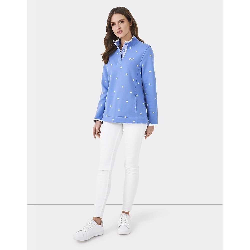Crew Clothing Half Button Sweatshirt - Blue Daisy Print - Beales department store