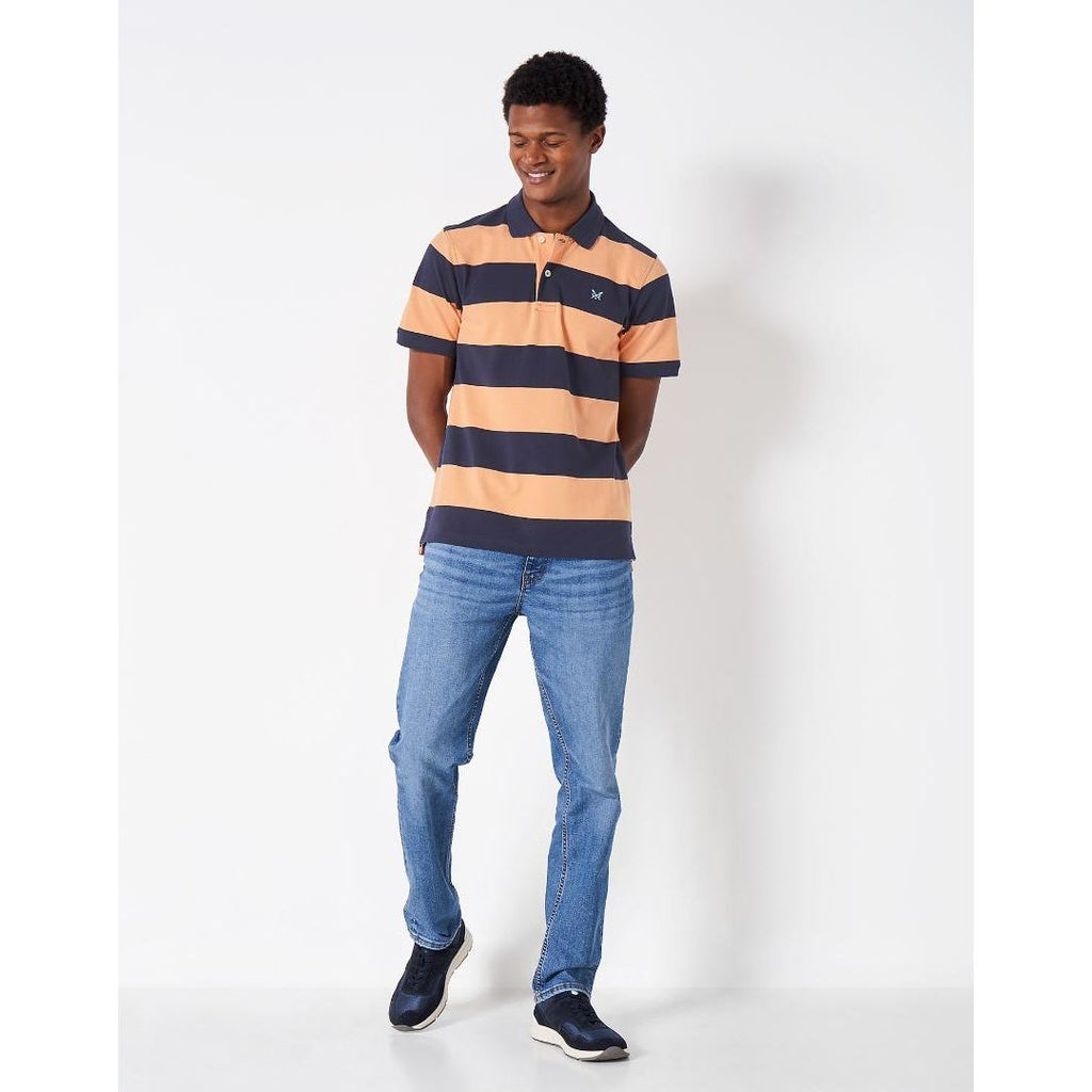 Crew Clothing Heritage Stripe Polo Shirt - Coral Navy Stripe - Beales department store