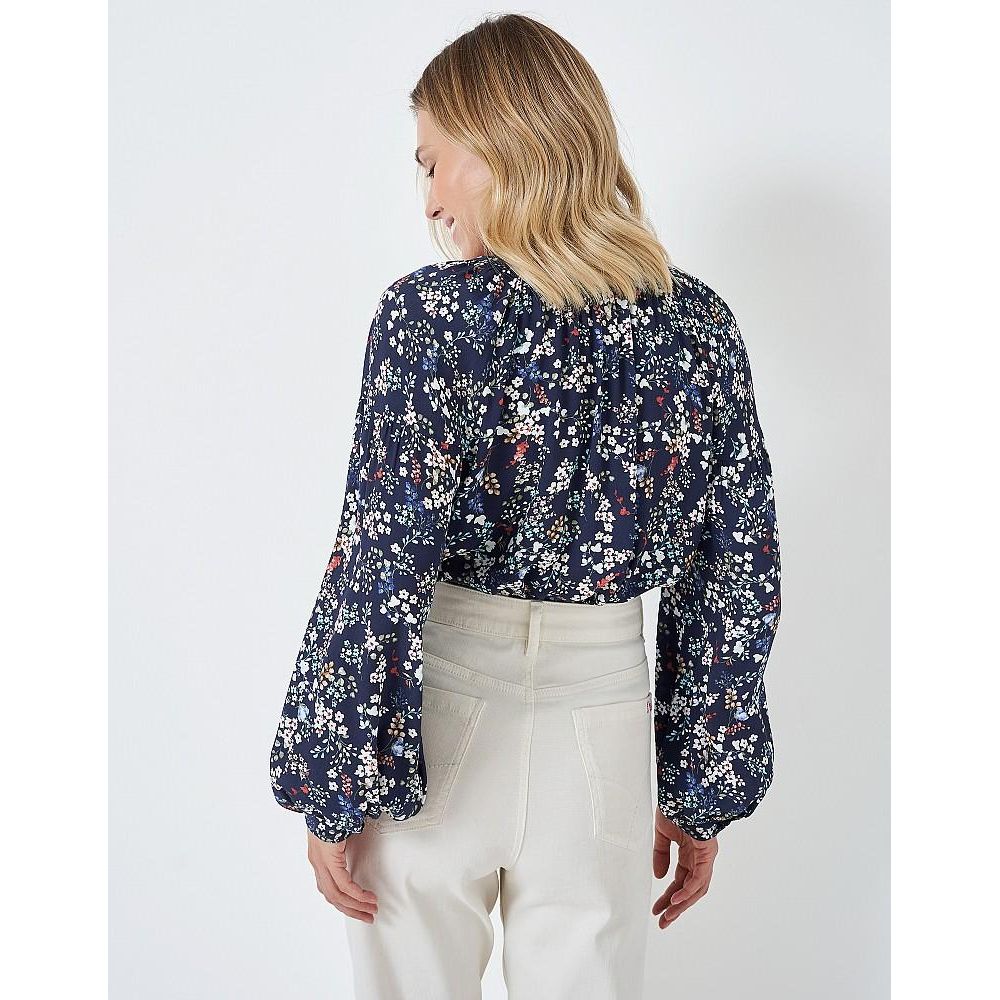 Crew Clothing Leila Blouse - Navy Print - Beales department store