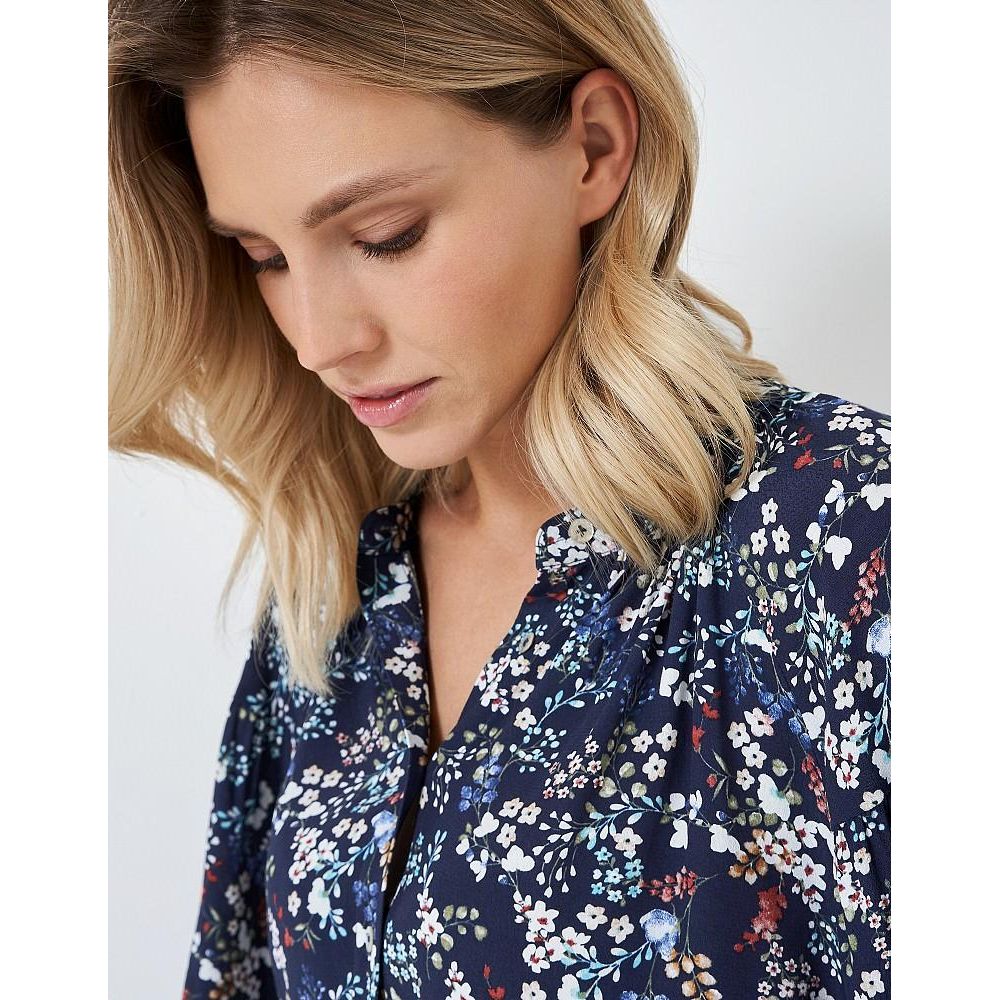 Crew Clothing Leila Blouse - Navy Print - Beales department store
