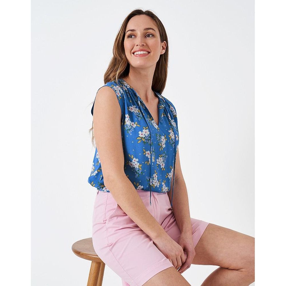 Crew Clothing Olivia Top - Blue Floral - Beales department store