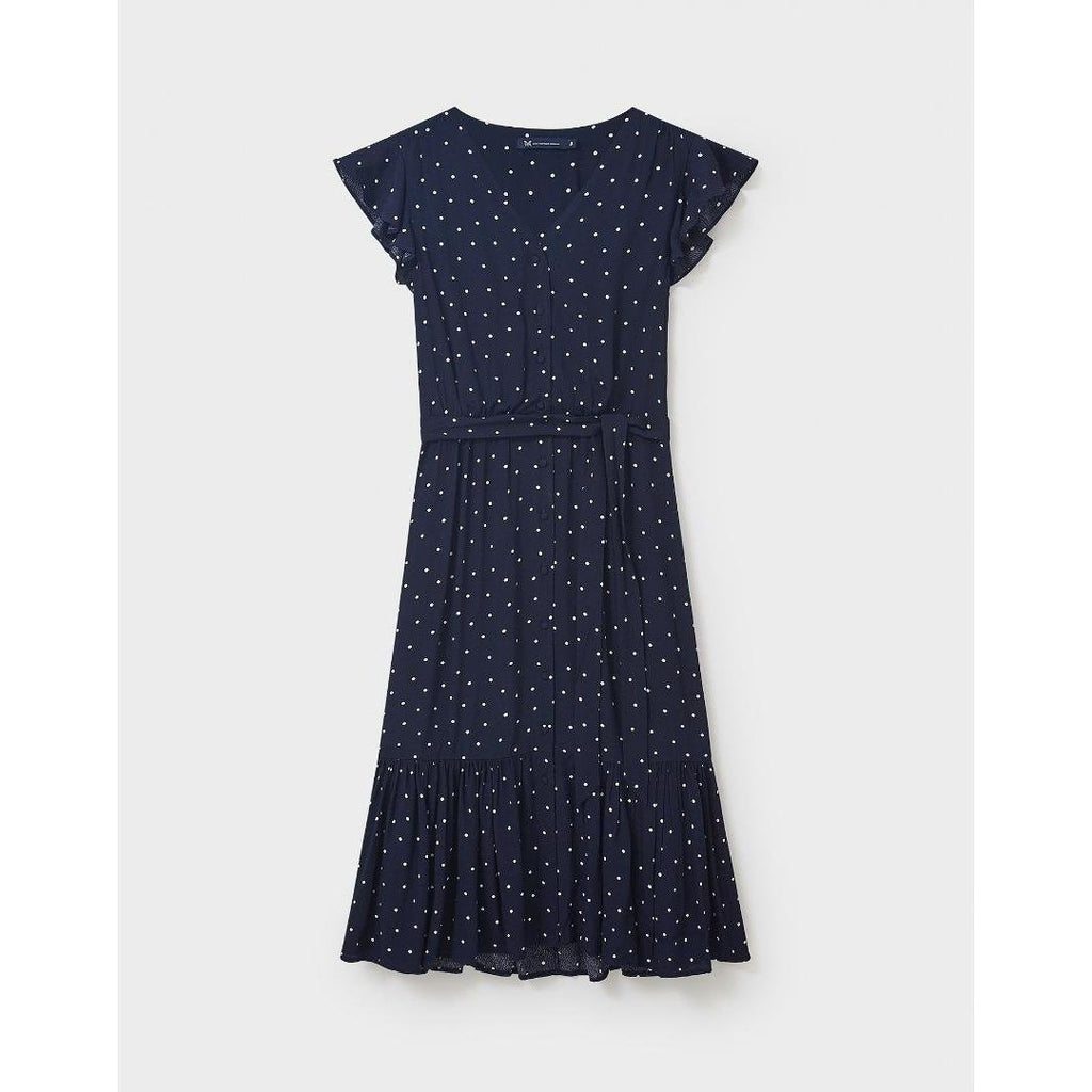 Crew Clothing Patricia Dress - Navy White Spot - Beales department store