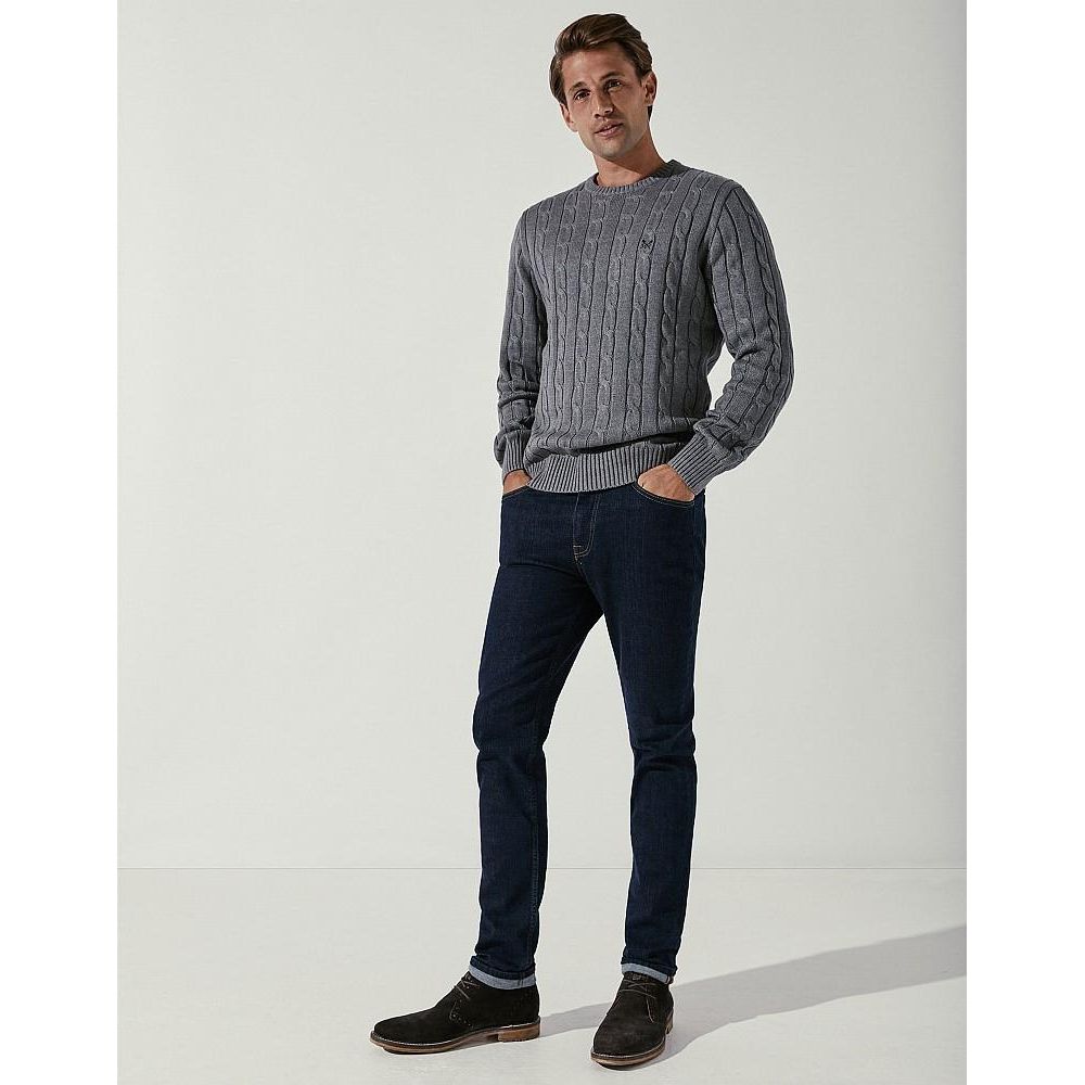 Crew Clothing Regatta Cable Crew Neck Jumper - Grey Marl - Beales department store