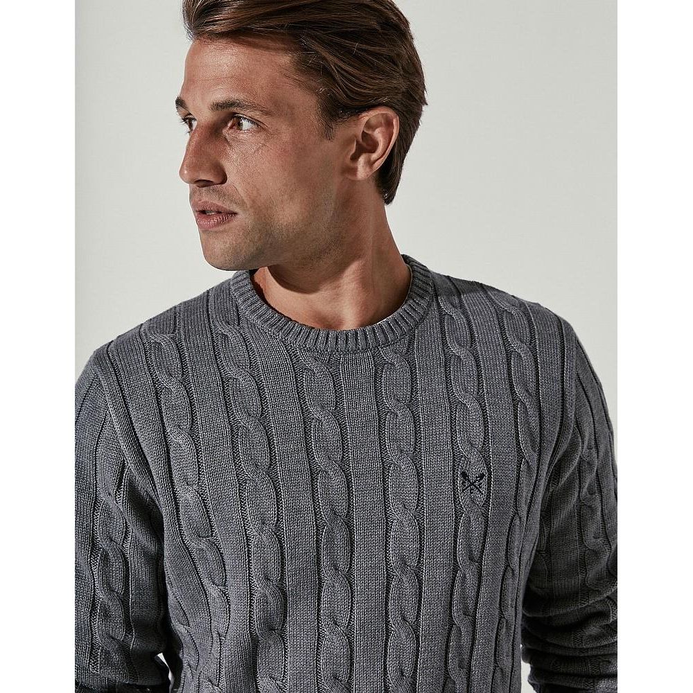 Crew Clothing Regatta Cable Crew Neck Jumper - Grey Marl - Beales department store