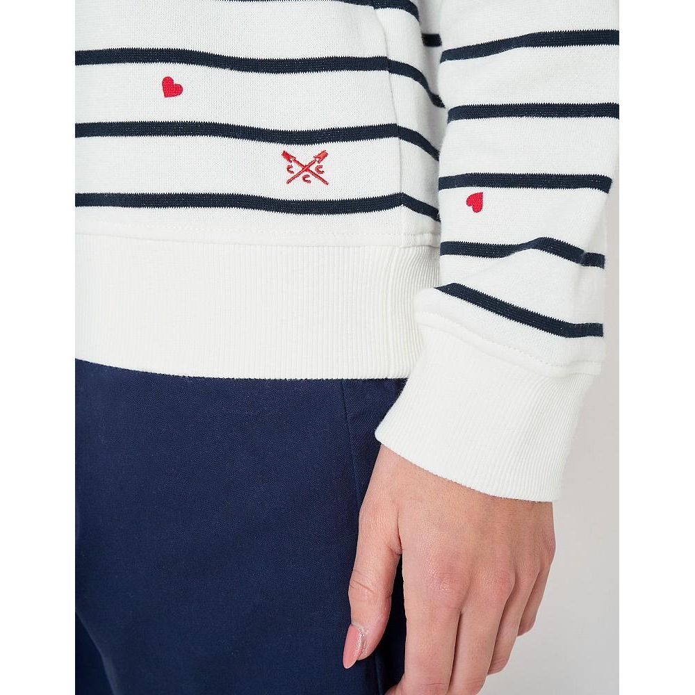 Crew Clothing Relaxed Half Button - White Navy Heart - Beales department store
