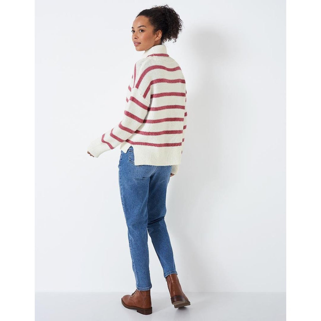 Crew Clothing Silvie Jumper - White Rose Stripe - Beales department store