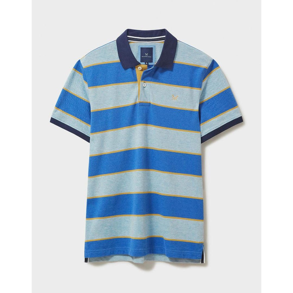 Crew Clothing Stripe Polo Shirt - Blue Honey Stripe - Beales department store