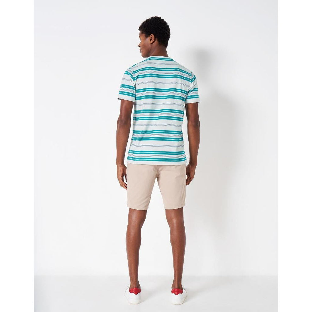 Crew Clothing Stripe T-Shirt - Green Stripe - Beales department store