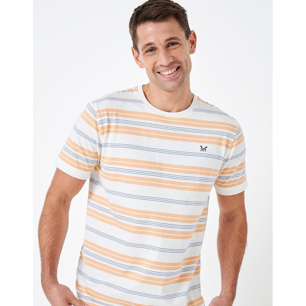 Crew Clothing Stripe T-Shirt - Orange Stripe - Beales department store