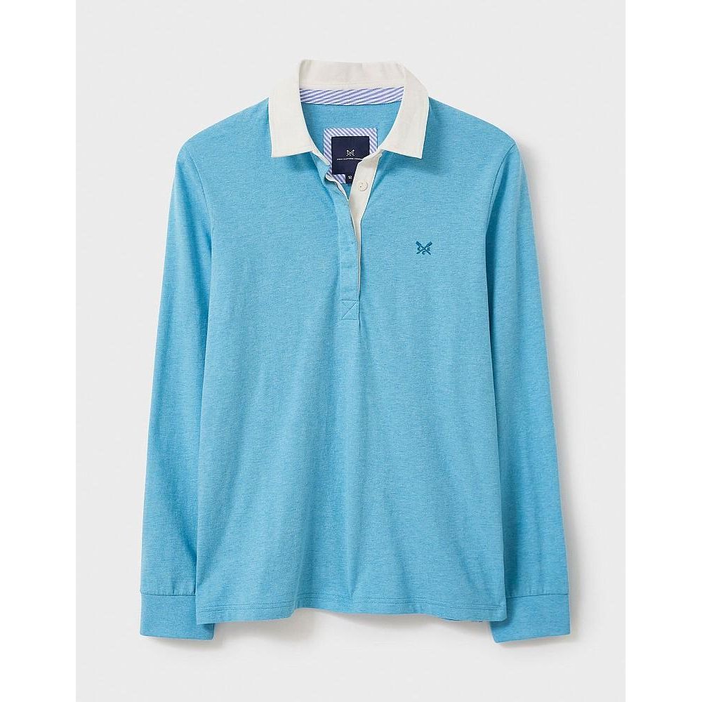 Crew Clothing Summer Rugby Shirt - Capri Blue Marl - Beales department store