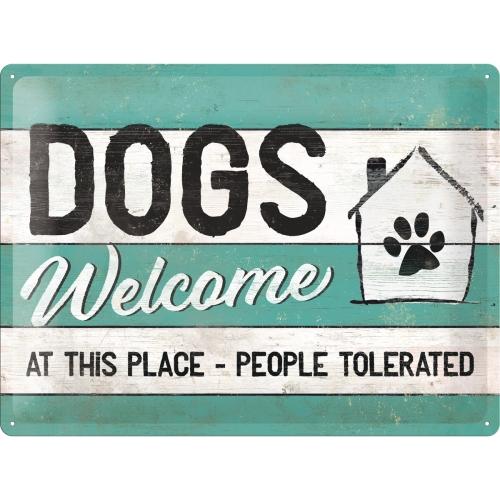Dogs Welcome Tin Sign 30x40cm - Beales department store