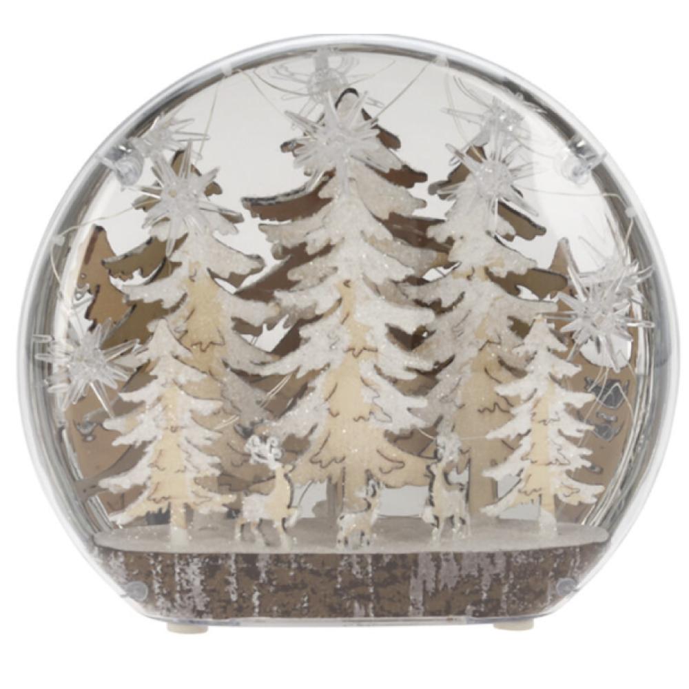 Dome Oval Wooden Deco LED 22cm Trees - Beales department store
