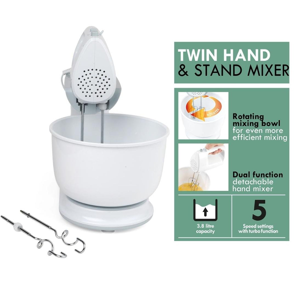 EK4744P Progress Twin Stand and Hand Mixer White - Beales department store