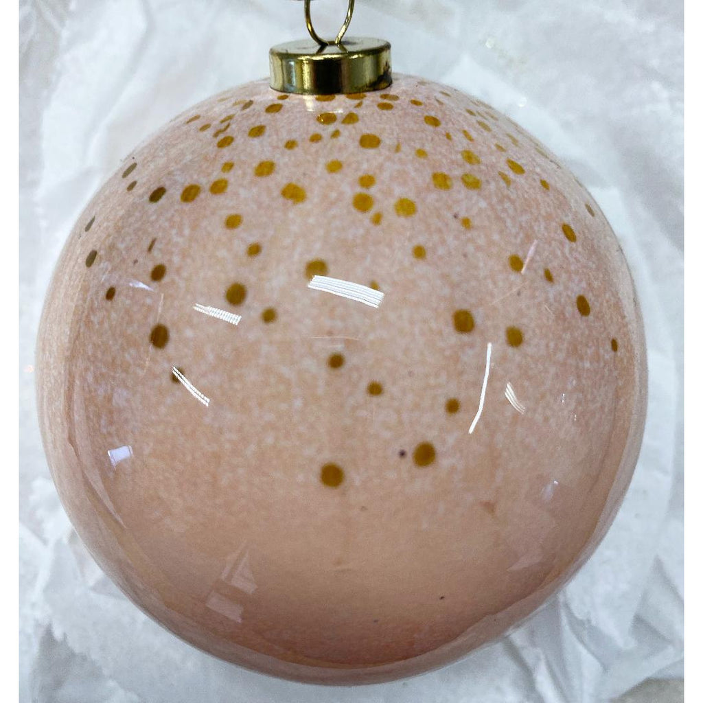 Elegance Pale Pink and Gold Bauble - 80mm - Beales department store