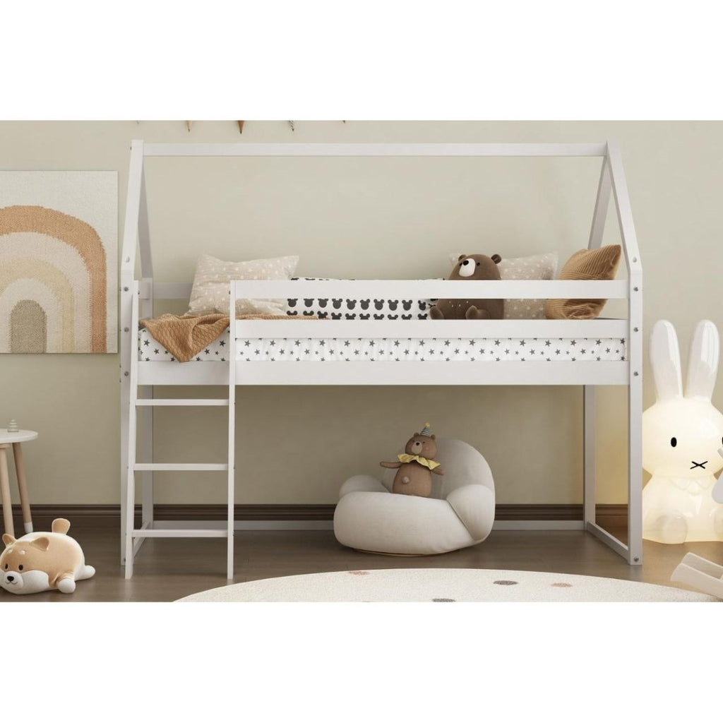 Eli Kids Mid Sleeper Cabin Loft Bed With Underbed Storage Space - White - Beales department store