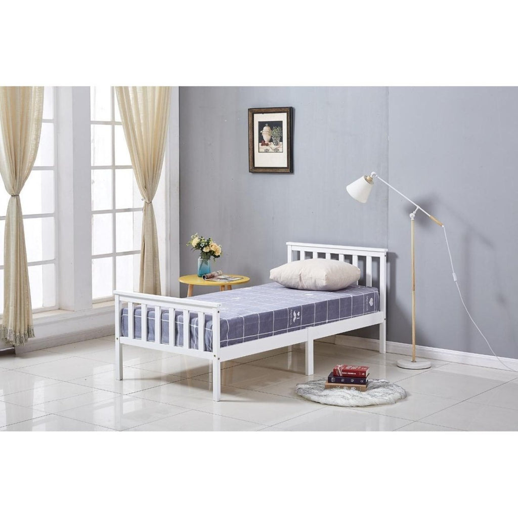 Evi White Wooden Bed - Single - Beales department store
