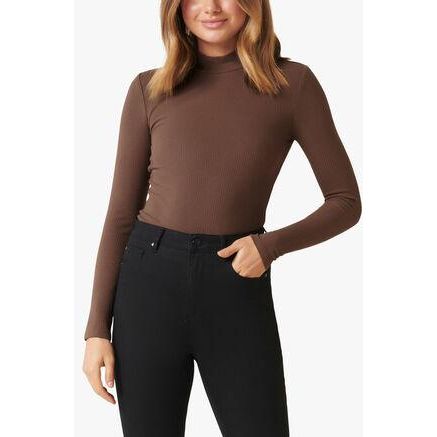 Forever New Brandi High Neck Rib Long Sleeve Top - Earthly - Beales department store