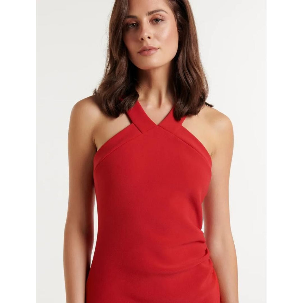 Forever New Charlie Arrow Neck Bodycon Dress - Heartbreak Red - Beales department store