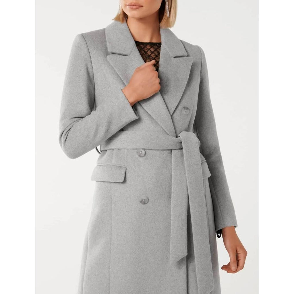 Forever New Charlotte Wrap Coat - Light Grey - Beales department store