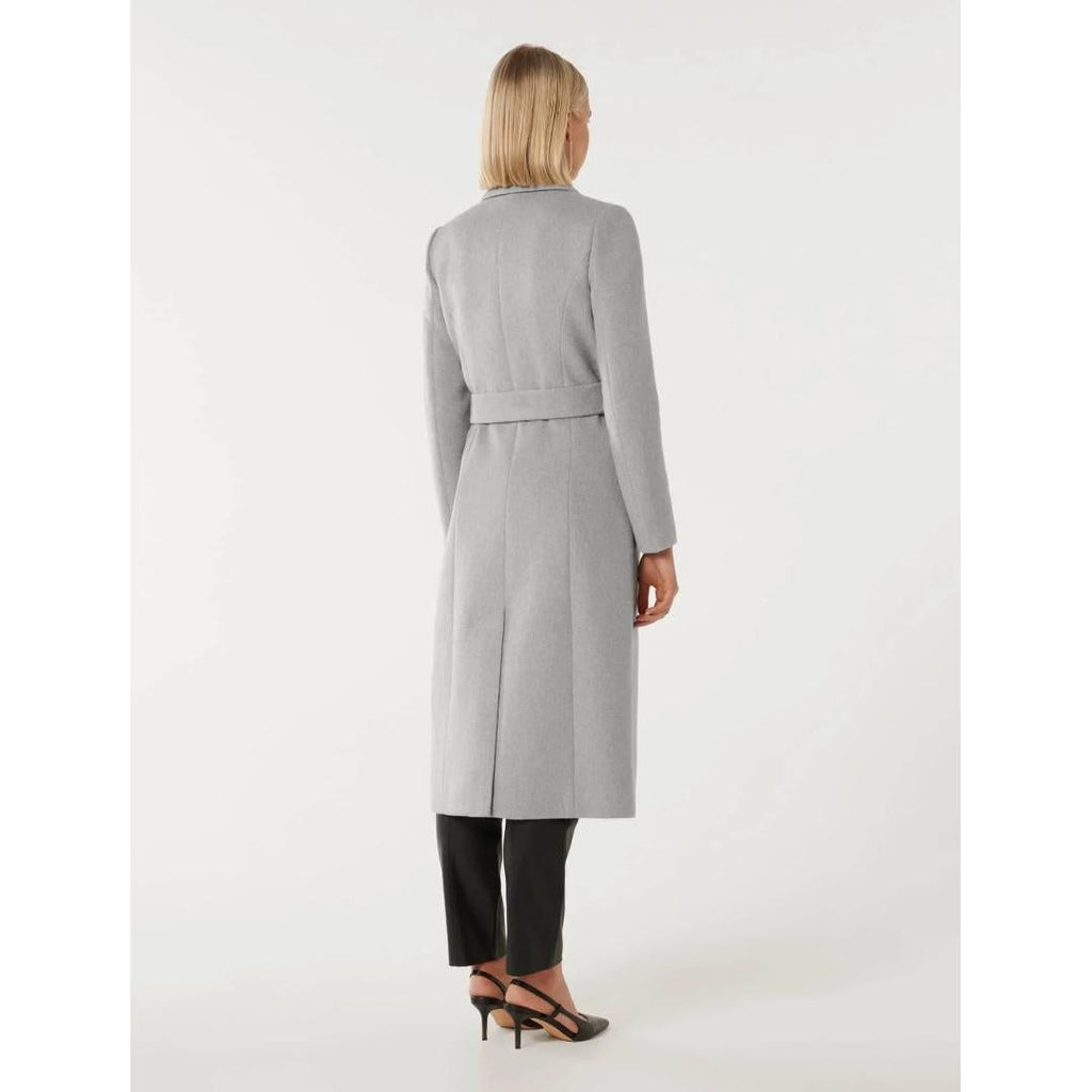 Forever New Charlotte Wrap Coat - Light Grey - Beales department store