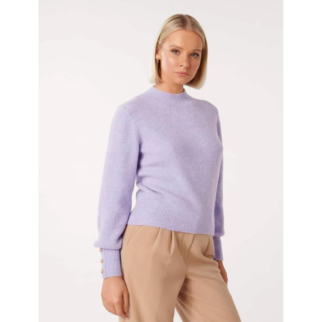 Forever New Fearne Button-Cuff Jumper - Blossoming Lilac - Beales department store