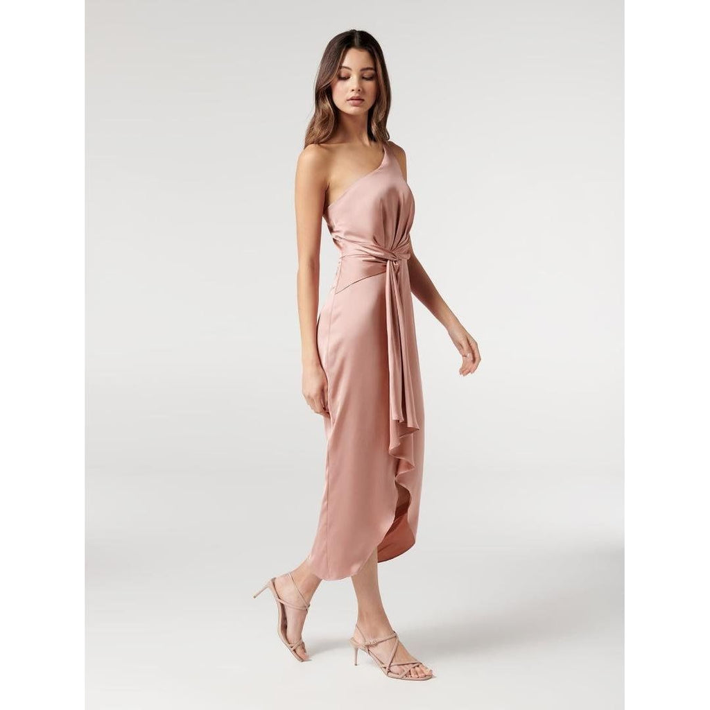 Forever New Haidee One Shoulder Midi Dress - Powdered Rose - Beales department store