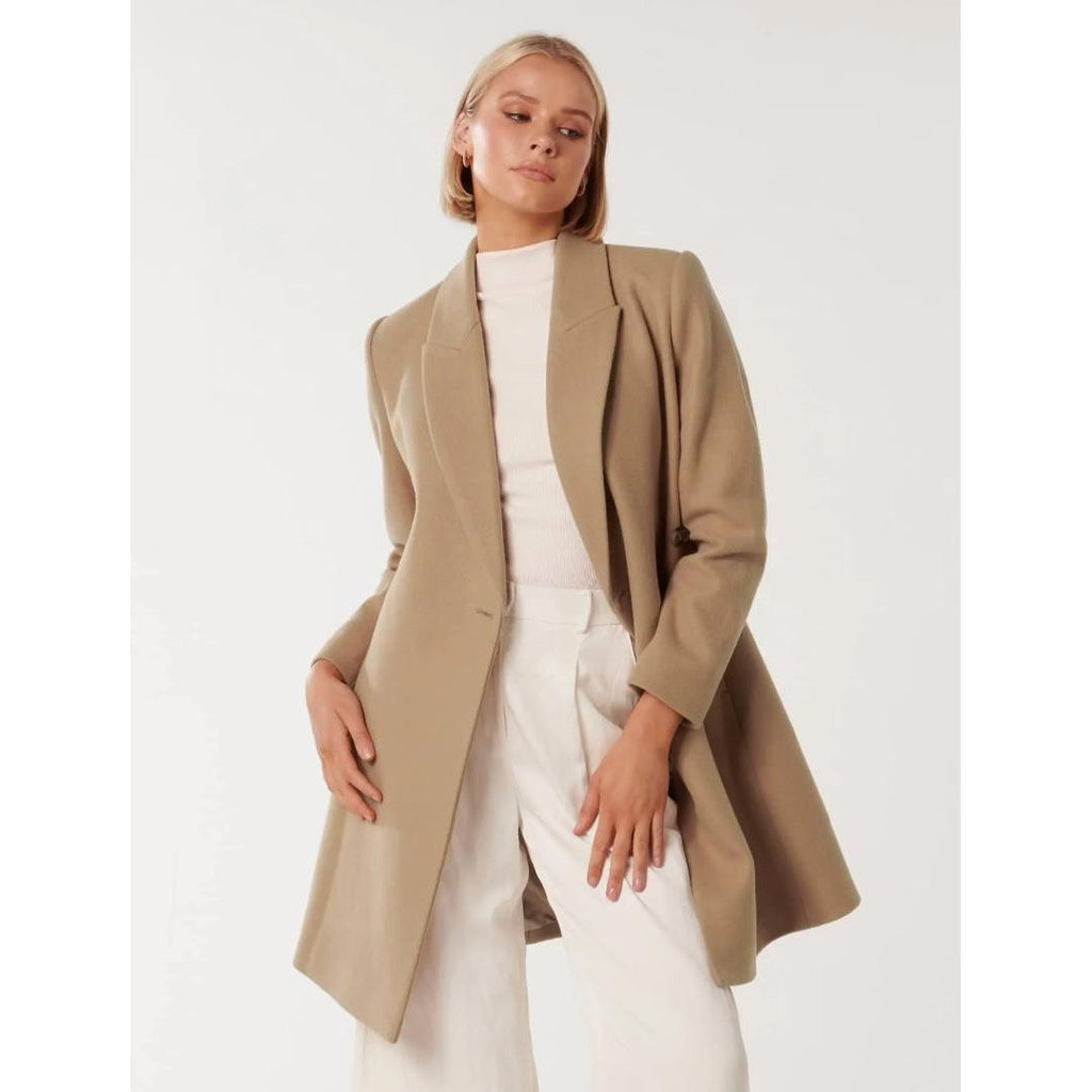 Forever New Jenny Fit and Flare Coat - Camel - Beales department store