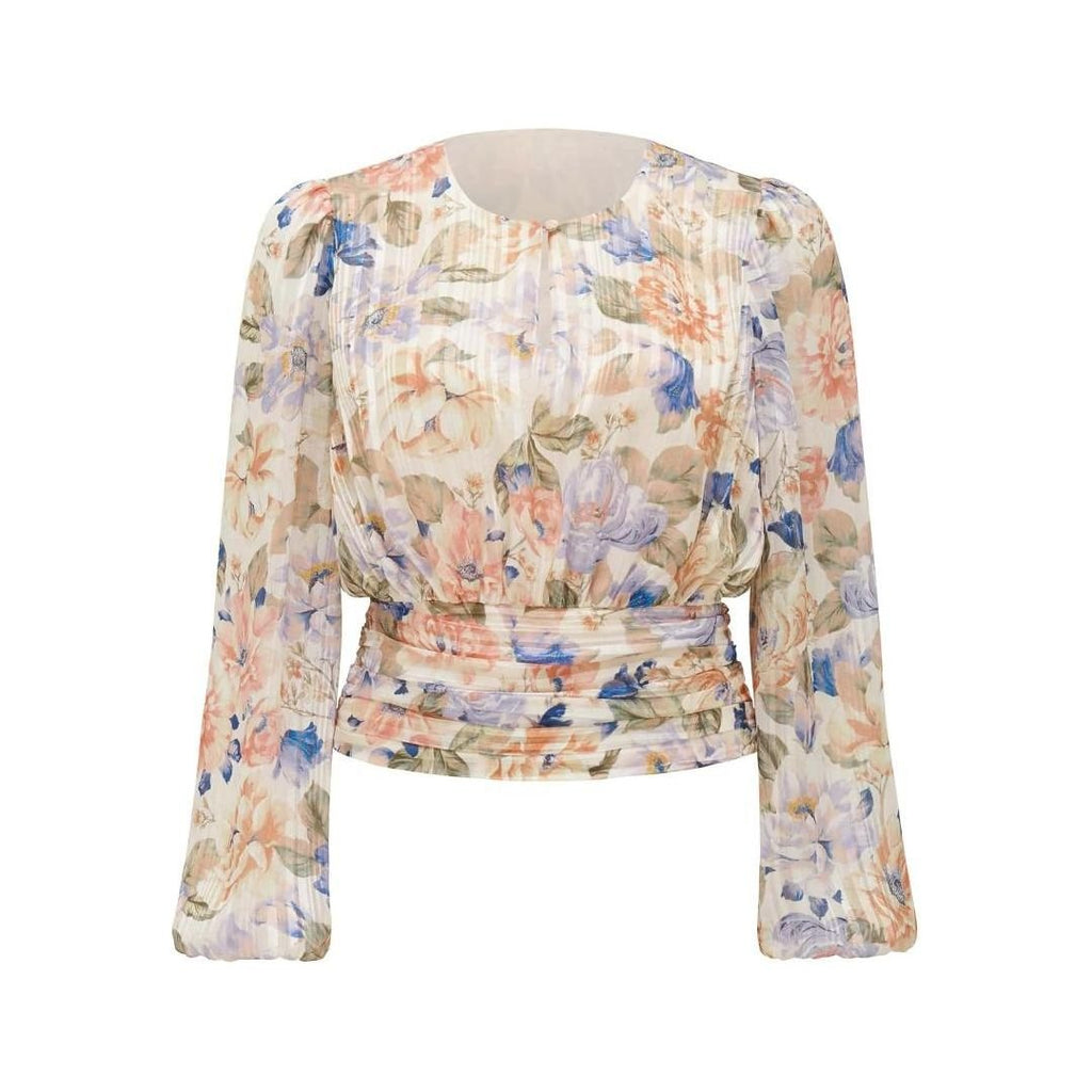 Forever New Leighton Printed Blouse - Blue Colvin Floral - Beales department store