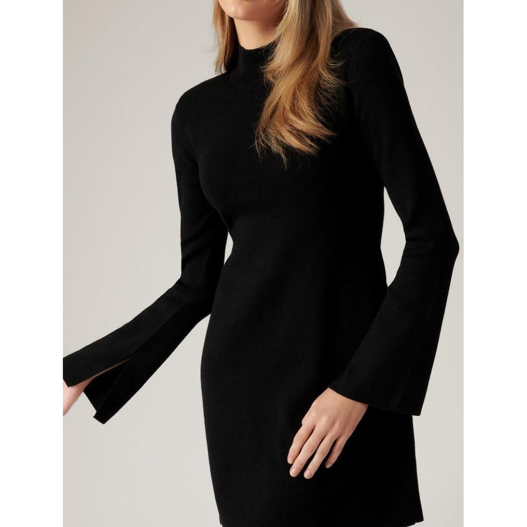 Forever New Leyla Extended Shoulder Knit Dress - Black - Beales department store