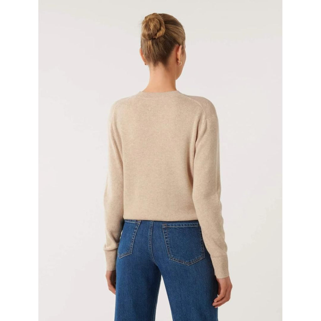 Forever New Pippa Crew-Neck Essential Knit Jumper - Oatmeal - Beales department store