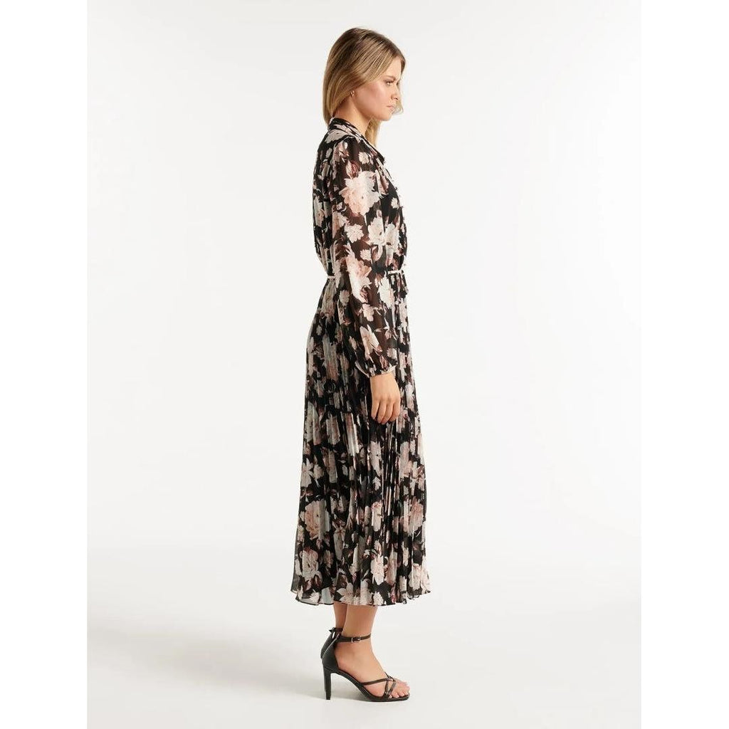 Forever New Zena Button-Up Midi Dress - Blackwood Floral - Beales department store