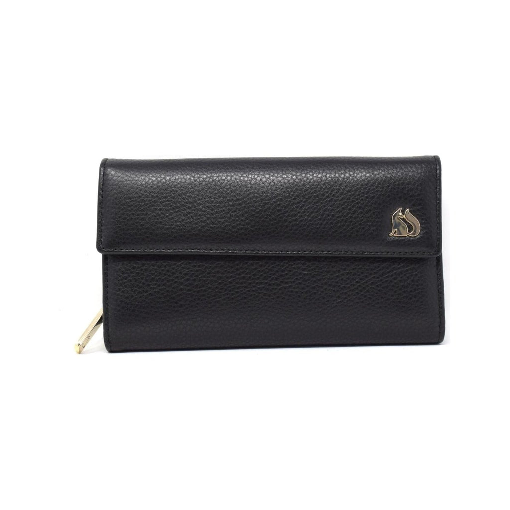 Foxfield Leather Bouth Full Flap Compact Multi Purse - Black - Beales department store