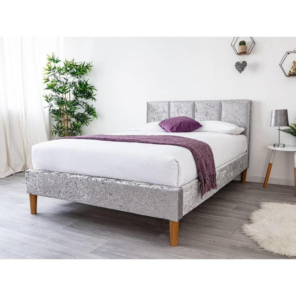 Gailey Crushed Silver Velvet Bed - Beales department store