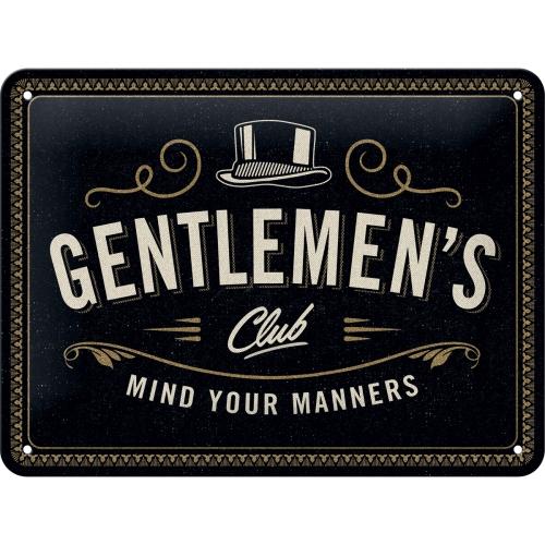 Gentlemans Club Tin Sign 15x20cm - Beales department store
