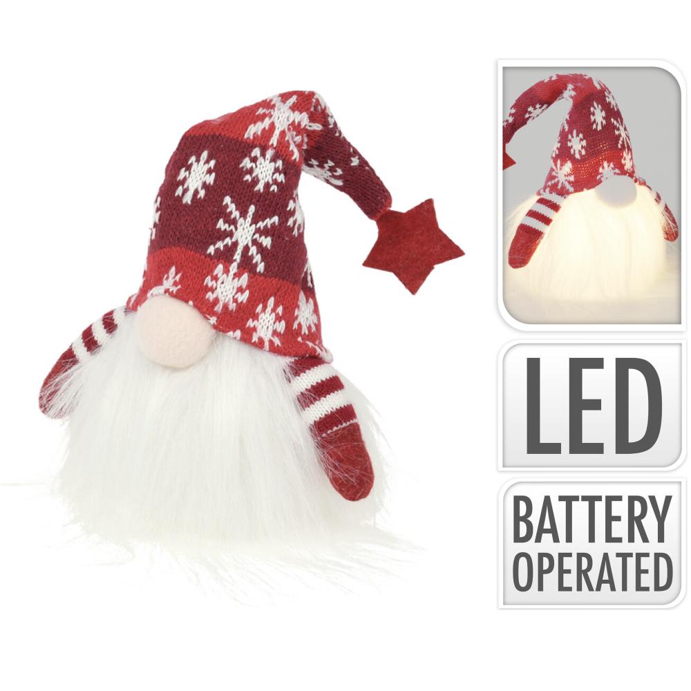 Gnome 28cm with LED Red Hat - Beales department store