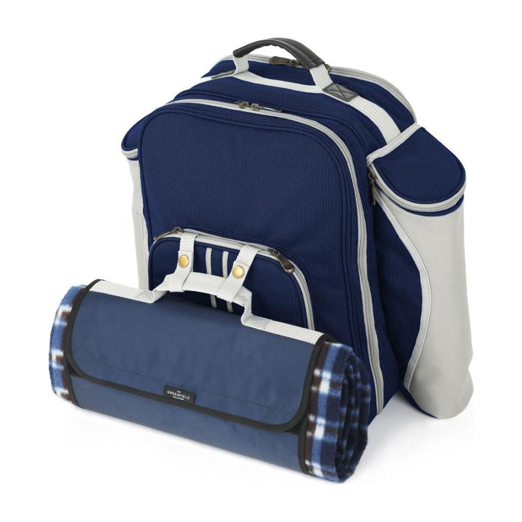 Greenfield Collection Midnight Blue Deluxe Picnic Hamper Backpack (4 person) - Beales department store