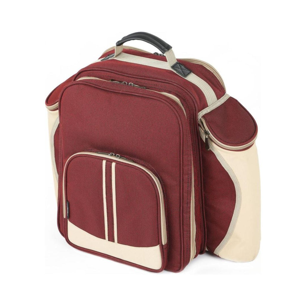 Greenfield Collection Mulberry Red Deluxe Picnic Hamper Backpack (4 person) - Beales department store