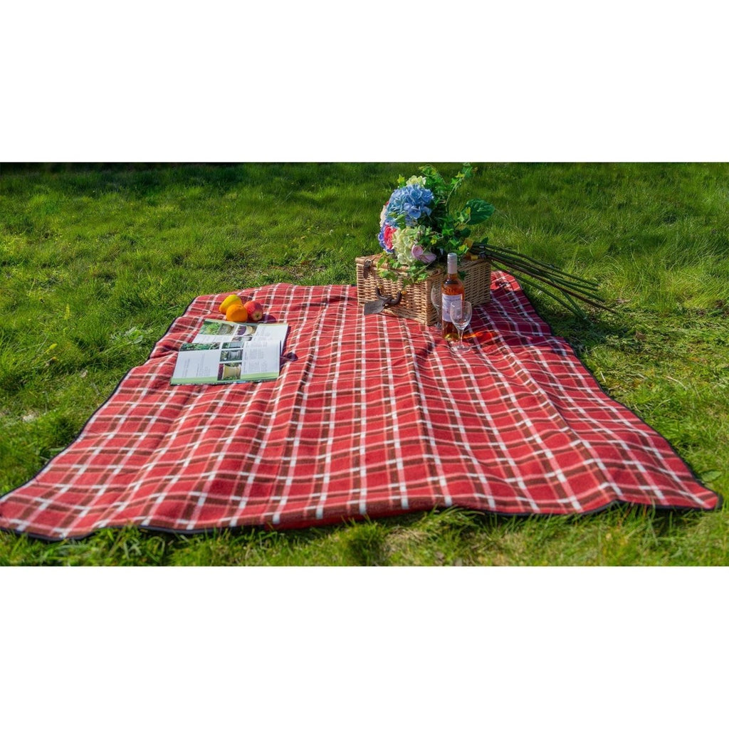 Greenfield Collection Mulberry Red Plaid Moisture Resistant Picnic Blanket - Beales department store