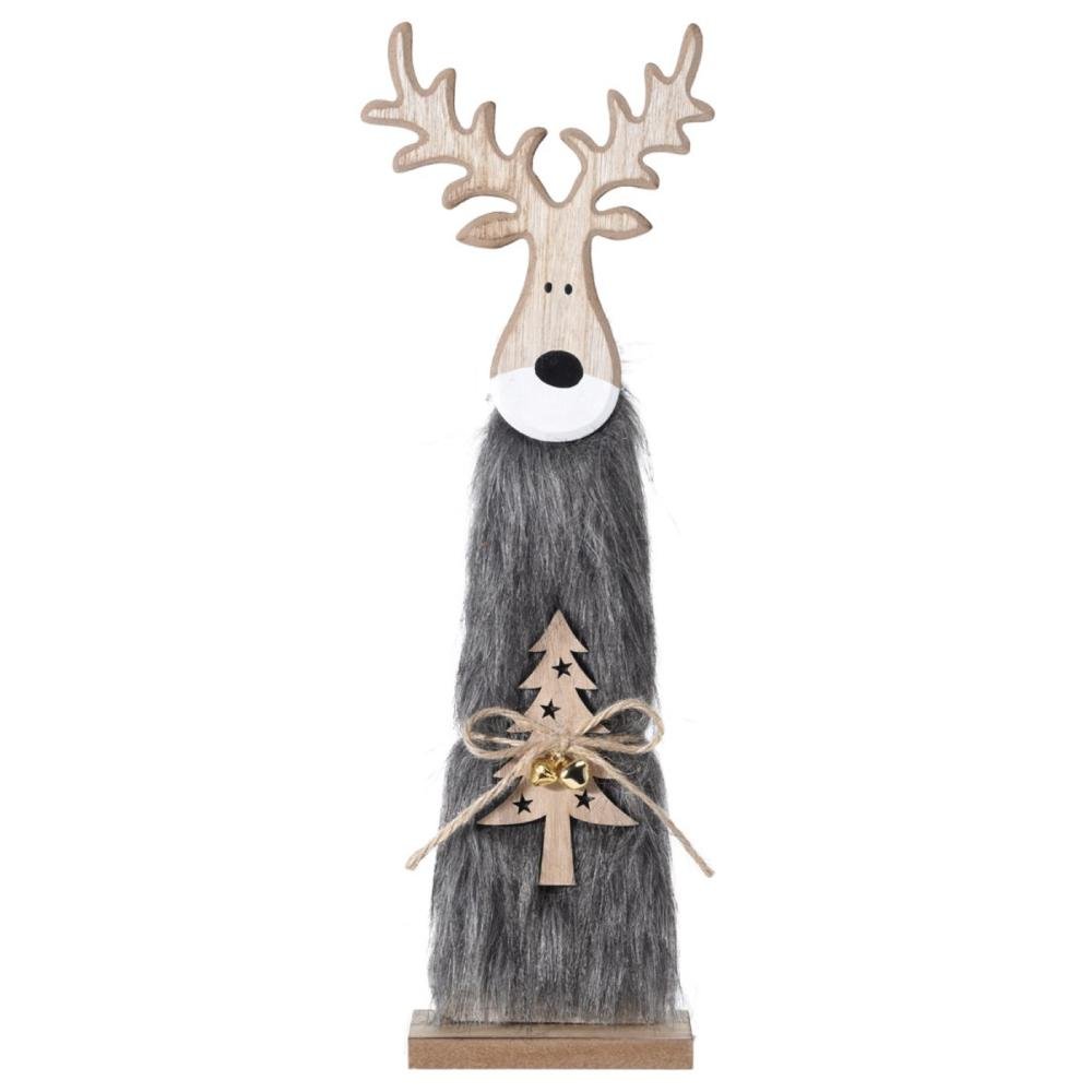 Grey Fur Standing Reindeer 40cm - Beales department store