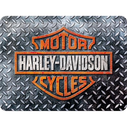 Harley-Davidson Diamond Plate Tin Sign 15x20cm - Beales department store