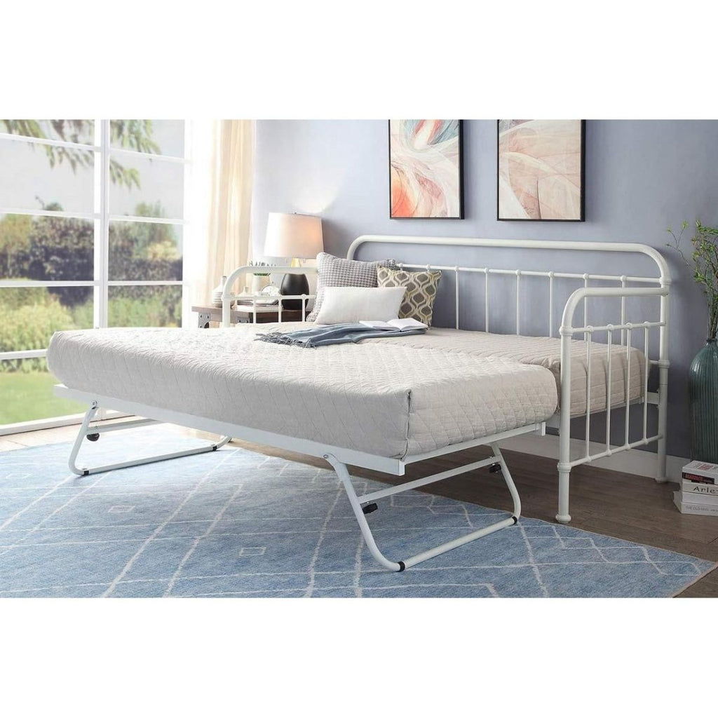 Harlow White Metal Day Bed & Trundle - Single - Beales department store