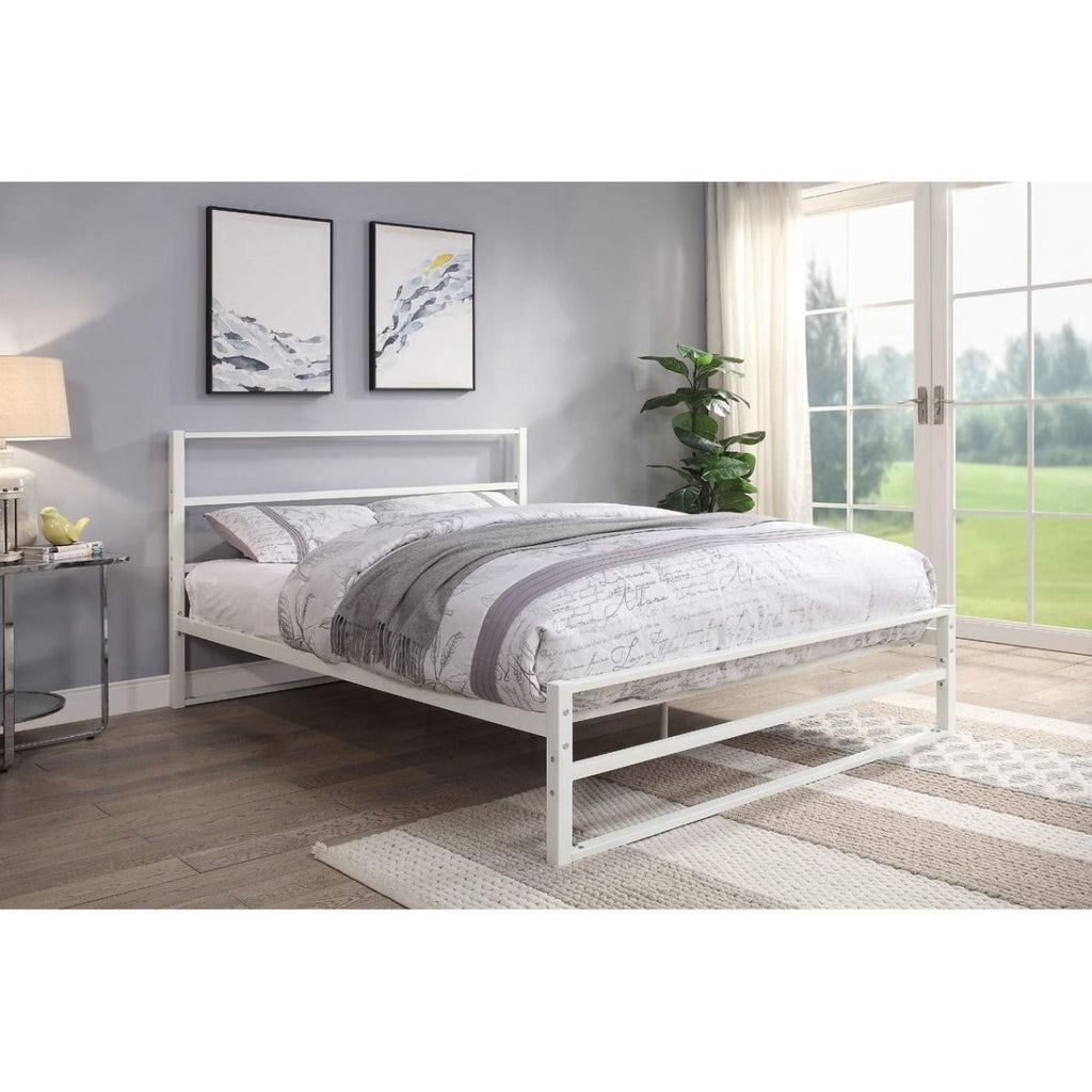 Hartfield Metal Bed - White - Beales department store