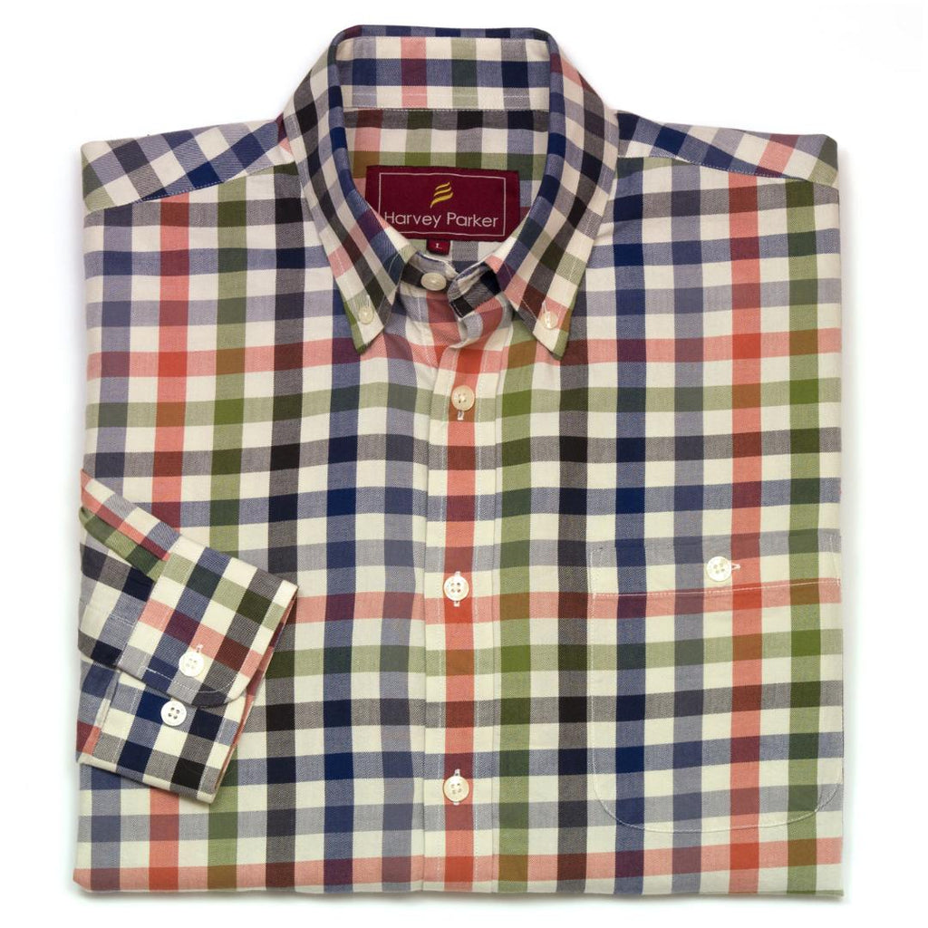 Harvey Parker Wallace Shirt - Olive Check - Beales department store