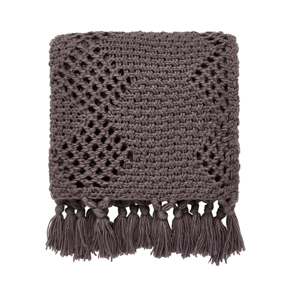 Helena Springfield Anise/Peregrine Knitted Throw 130 x 150cm - Charcoal - Beales department store