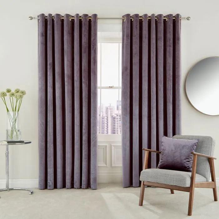 Helena Springfield Escala Lined Curtains 66" x 90", Damson - Beales department store