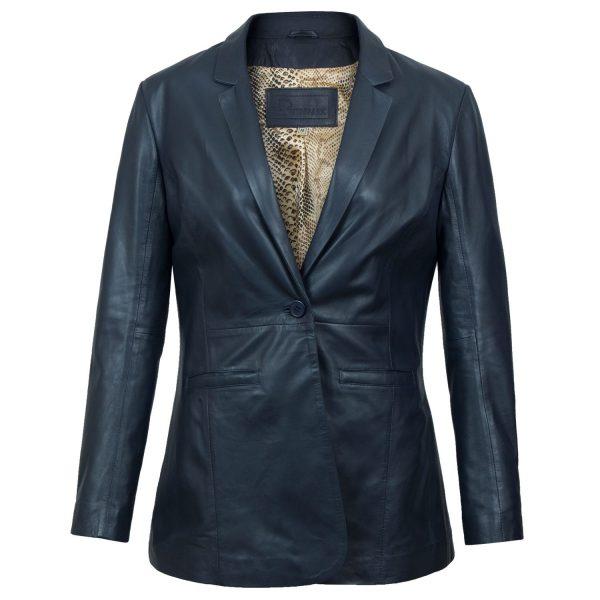 Hide Park Beth Women’s Navy Fitted Leather Blazer - Beales department store