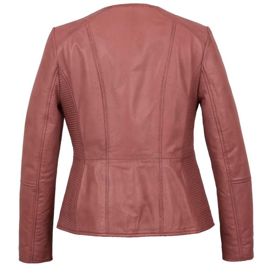 Hide Park Meghan Collarless Leather Jacket Pink - Beales department store