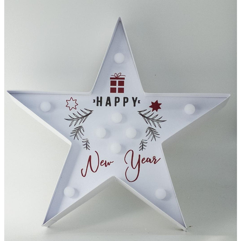 Illluminated 'Happy New Year' Star - Beales department store