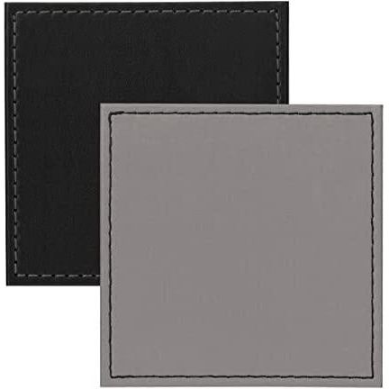iStyle Faux Leather Square Reversible Coasters - Grey & Black - Set Of 4 - Beales department store