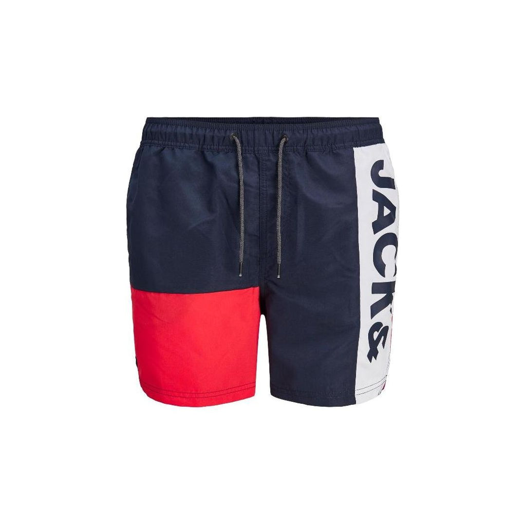 Jack & Jones Colour Block Swim Shorts - Navy Blazer - Beales department store